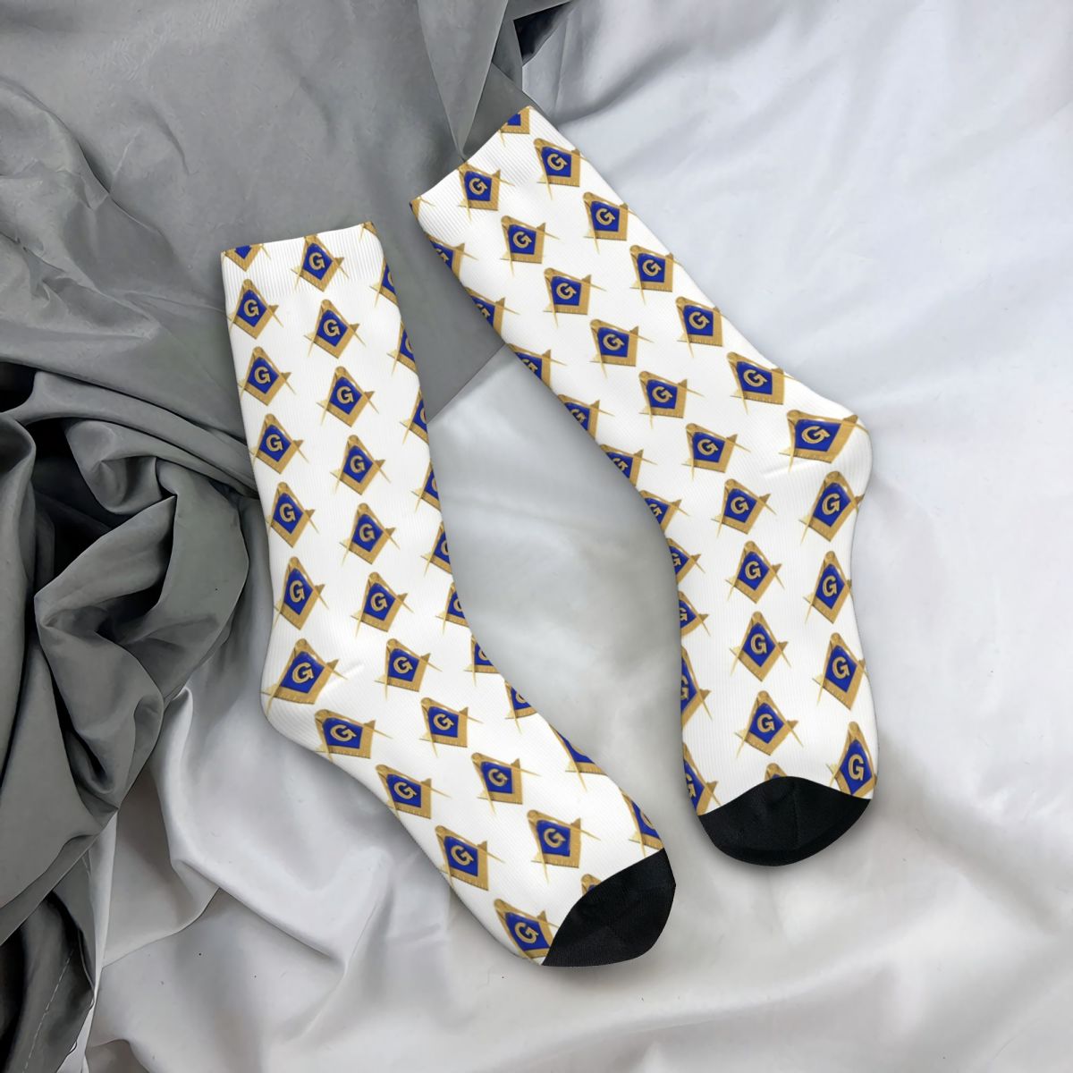 Master Mason Blue Lodge Sock - Blue & Gold Emblem - Bricks Masons