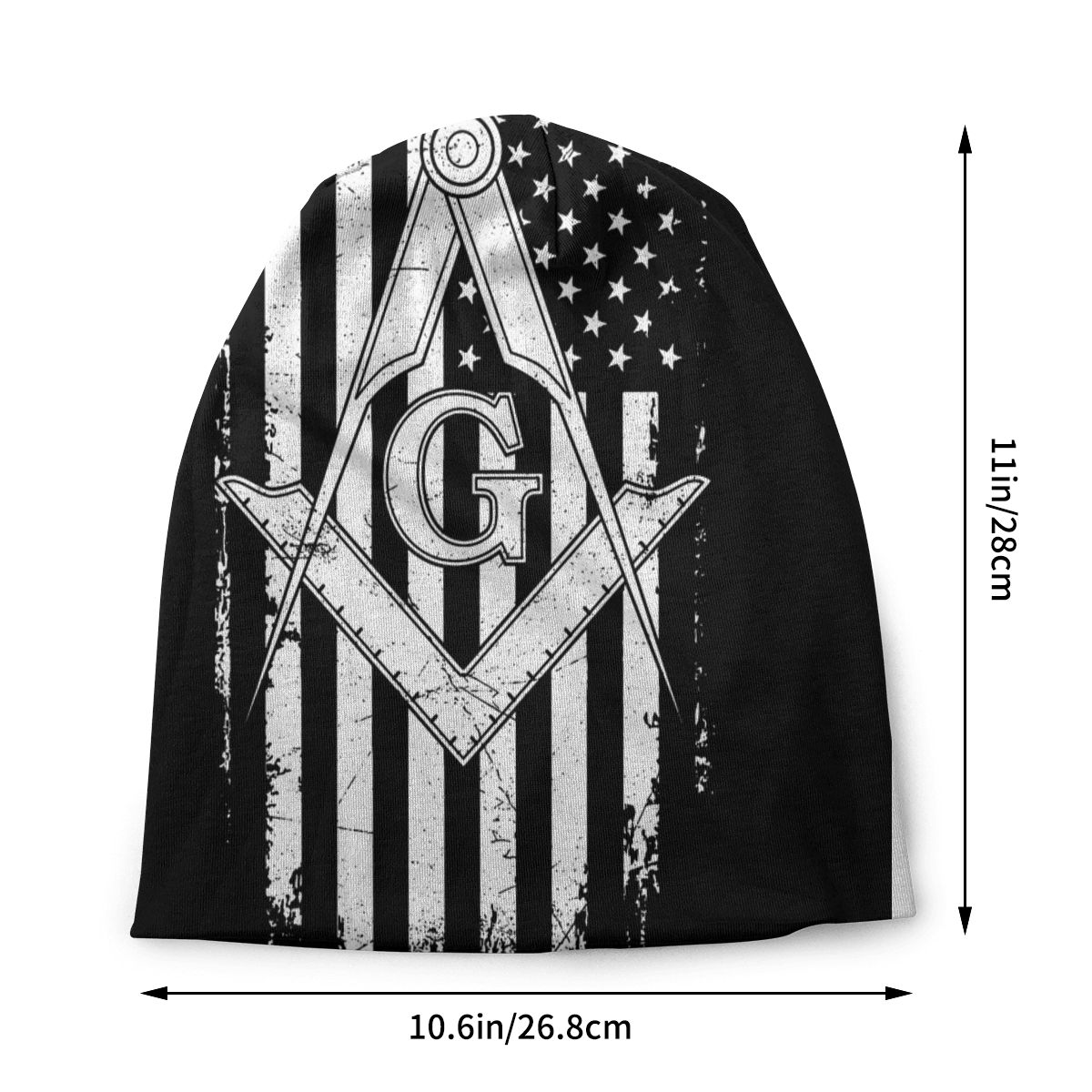 Master Mason Blue Lodge Beanie - American Flag Square - Bricks Masons