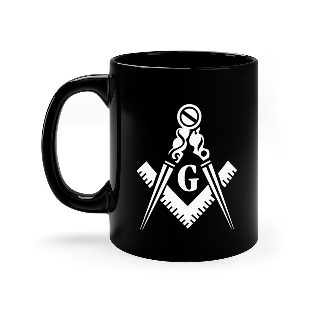 Master Mason Blue Lodge Mug - Black Square & Compass G 11oz - Bricks Masons