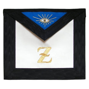 4th Degree Scottish Rite Apron - White, Blue with Black Moire - Bricks Masons