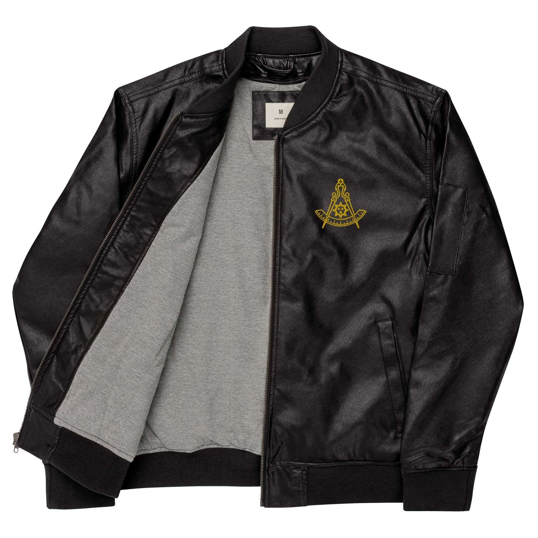 Past Master blue Lodge California Regulation Jacket - Leather Golden Embroidery - Bricks Masons