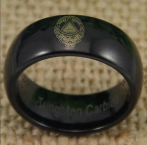 Grand Master Blue Lodge Ring - Black Dome Tungsten - Bricks Masons