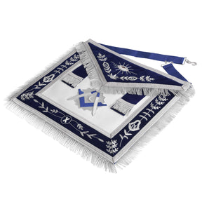 Junior Deacon Blue Lodge Officer Apron - Navy Blue Velvet With Silver Side Tabs - Bricks Masons
