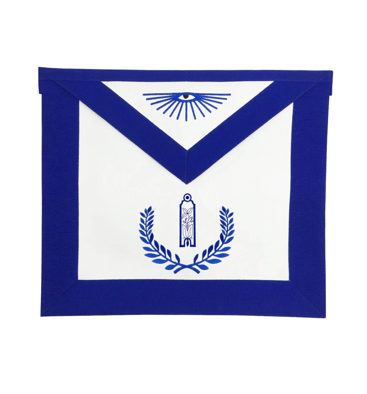 Junior Warden Blue Lodge Officer Apron - Royal Blue with Wreath - Bricks Masons