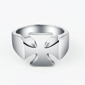 Knights Templar Stainless Steel Polished Signet Rings [Silver, Black, Gold] - Bricks Masons