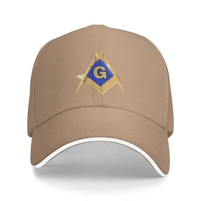 Master Mason Blue Lodge Baseball Cap - Golden Square & Compass G Adjustable Baseball Cap [Multiple Colors] - Bricks Masons