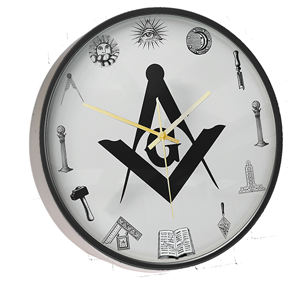 Master Mason Blue Lodge Clock - Frame with LED - Bricks Masons