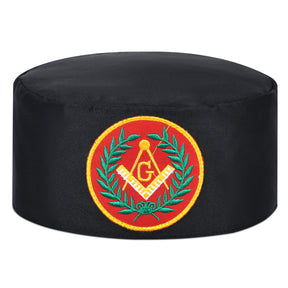 Master Mason Blue Lodge Crown Cap - Black With Red Emblem & Wreath - Bricks Masons