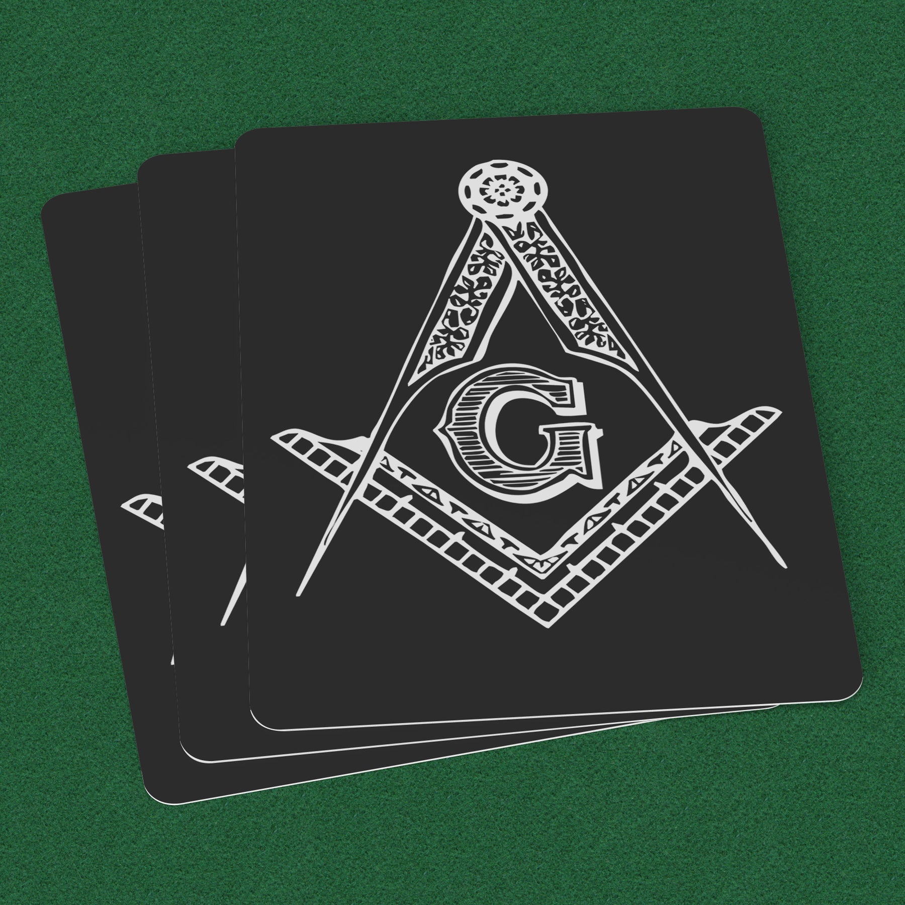 Master Mason Blue Lodge Playing Cards - Black with Square & Compass G - Bricks Masons