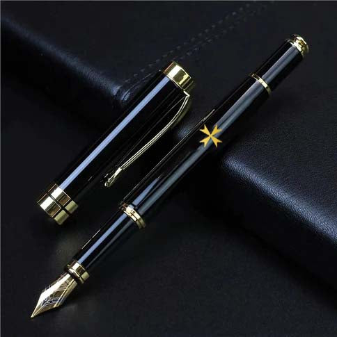 Order Of Malta Commandery Pen - Black & Gold - Bricks Masons