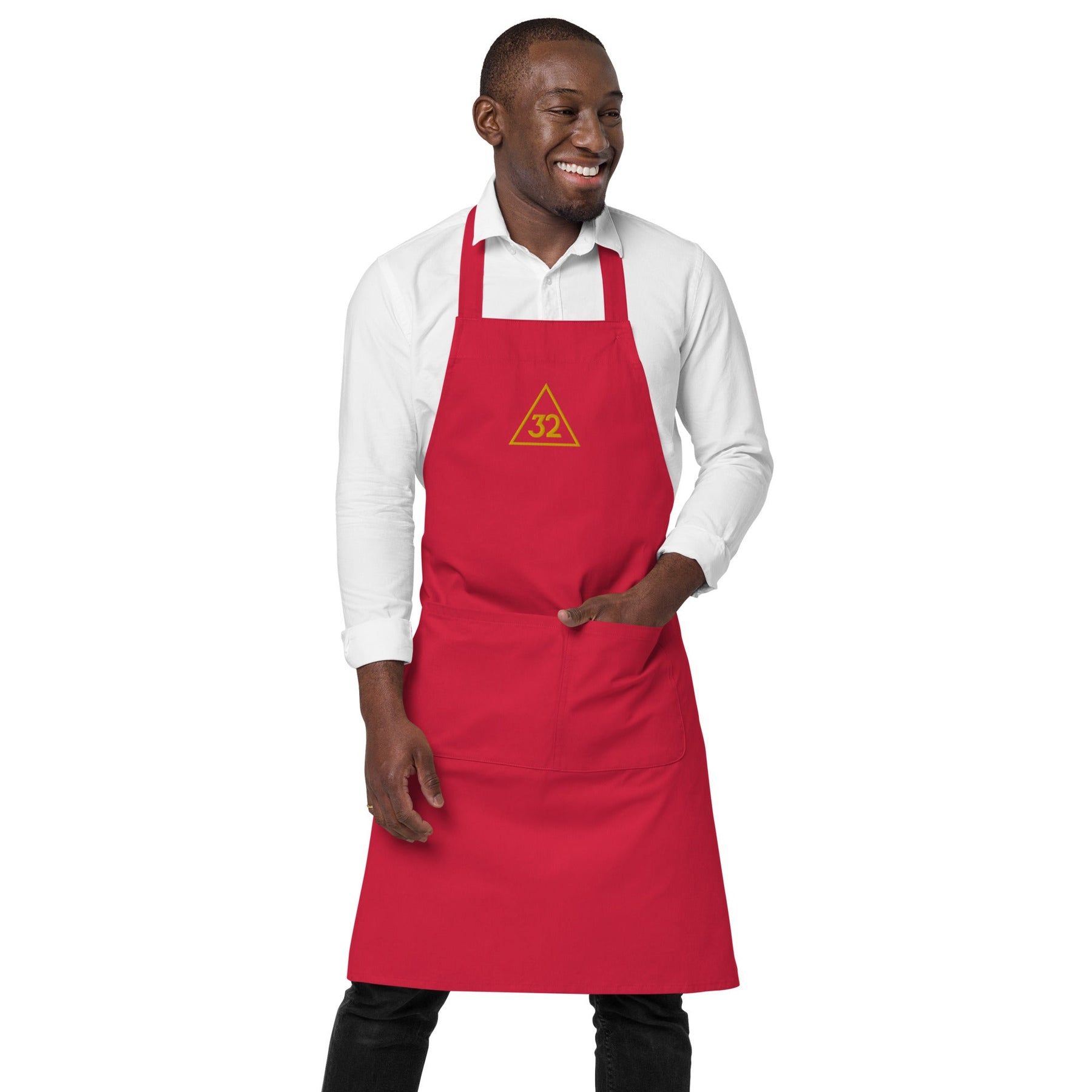 32nd Degree Scottish Rite Kitchen Apron - Various Organic Cotton Colors - Bricks Masons