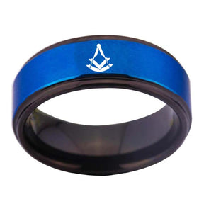 Past Master Blue Lodge Ring - Blue Tungsten - Bricks Masons