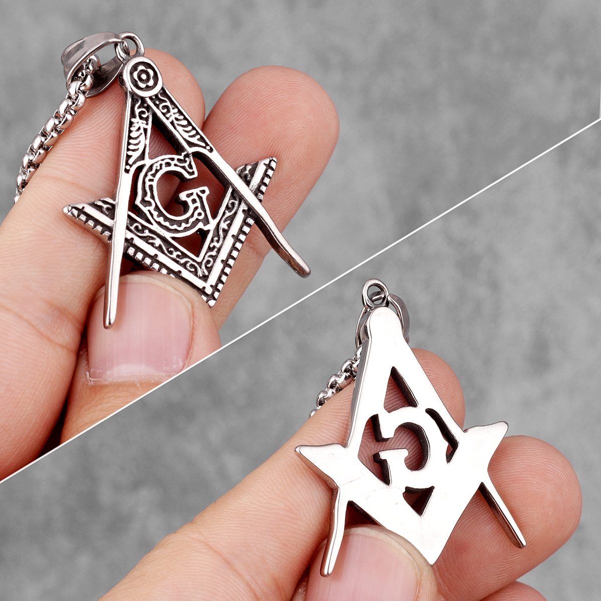 Master Mason Blue Lodge Necklace - Square and Compass G Stainless Steel - Bricks Masons