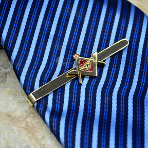 Master Mason Blue Lodge Tie Bar - Handshake Golden - Bricks Masons