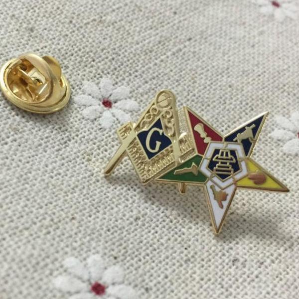 Order of the Eastern Star Patron Square and Compass Masonic Lapel Pin - Bricks Masons