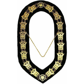 32nd Degree Scottish Rite Chain Collar - Wings Up Gold Plated on Black Velvet - Bricks Masons