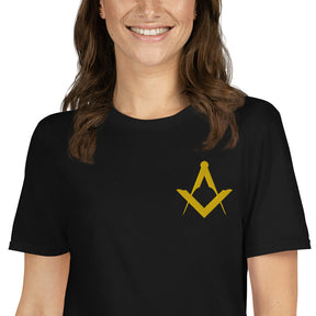 Master Mason Blue Lodge T-Shirt - Various Colors Golden Embroidery - Bricks Masons